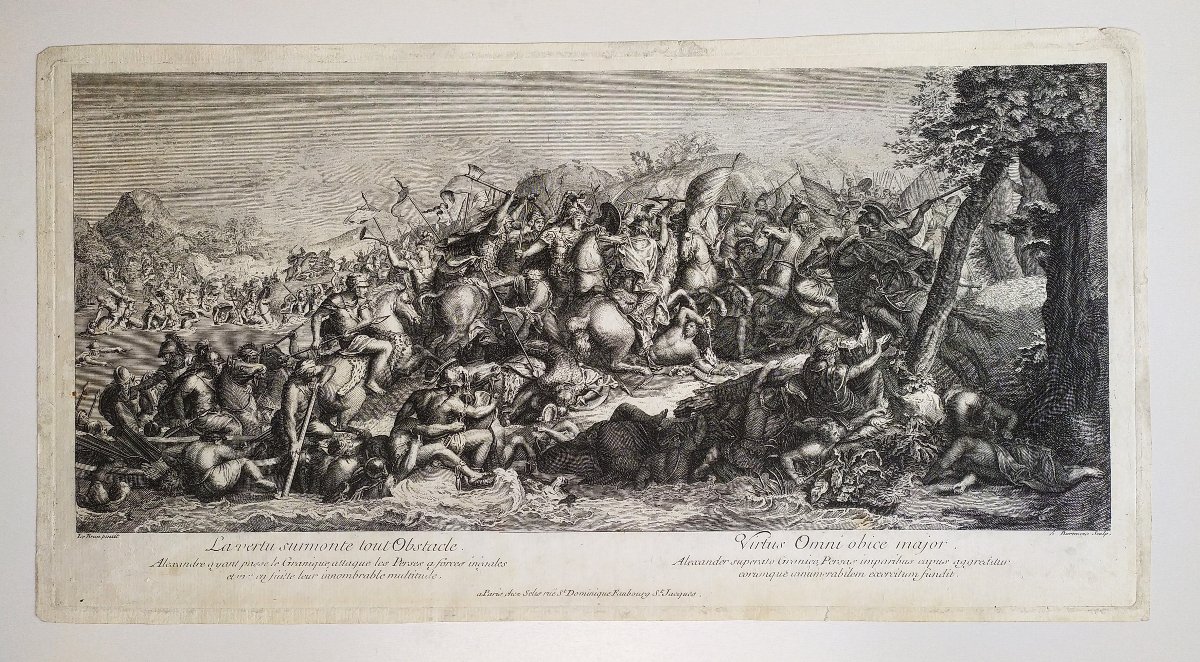 Bataille Du Granique d'Alexandre gravure d'après Le Brun 18ème-photo-2