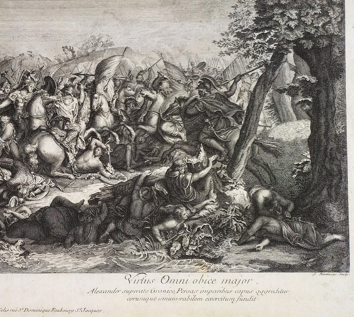 Bataille Du Granique d'Alexandre gravure d'après Le Brun 18ème-photo-2