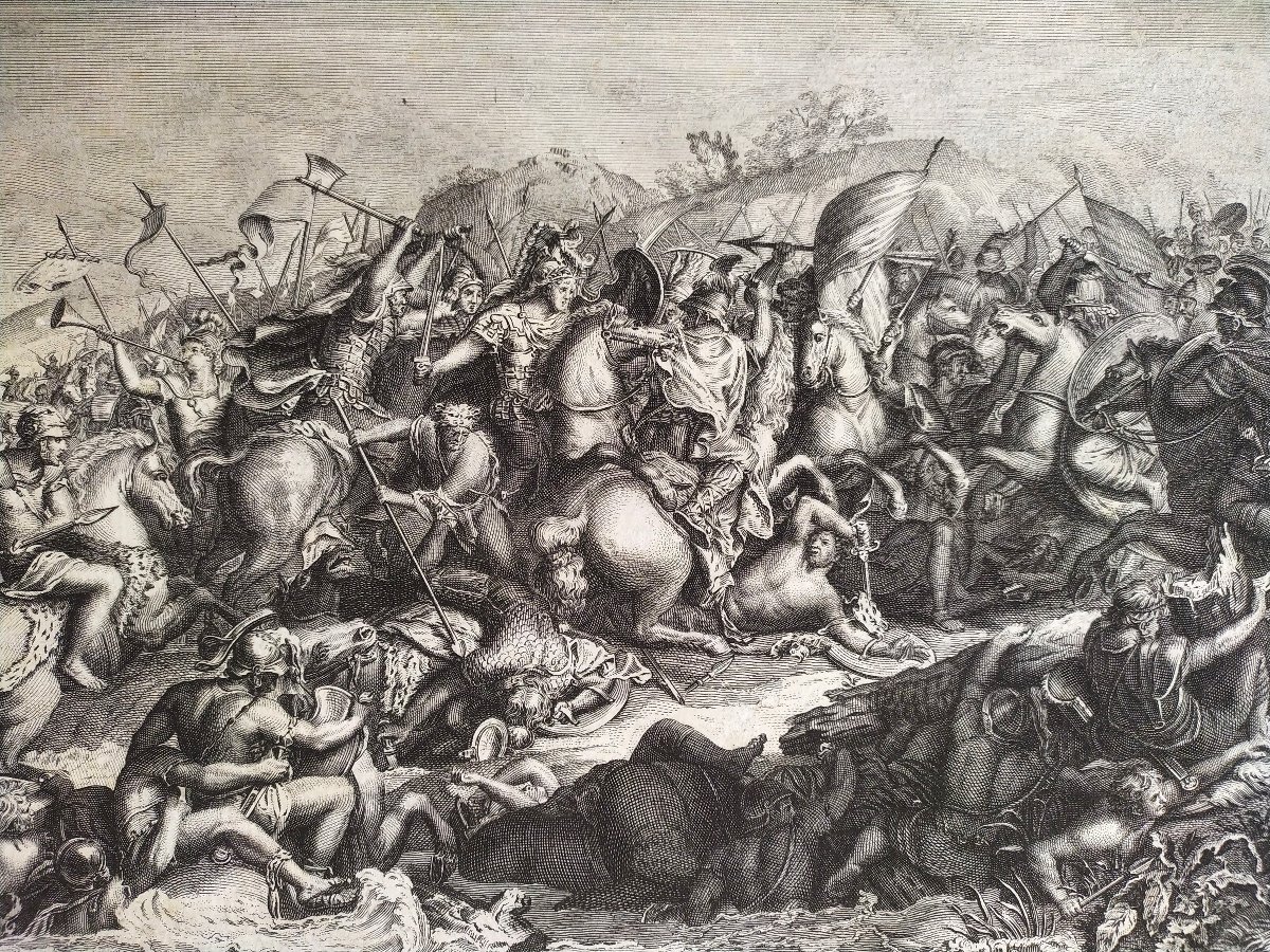 Bataille Du Granique d'Alexandre gravure d'après Le Brun 18ème-photo-3