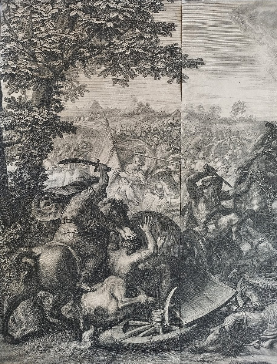 Bataille d'Arbelles d'Alexandre Grande Gravure d'Après Charles Lebrun 17ème-photo-2