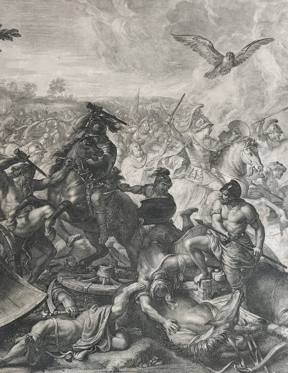 Bataille d'Arbelles d'Alexandre Grande Gravure d'Après Charles Lebrun 17ème-photo-2