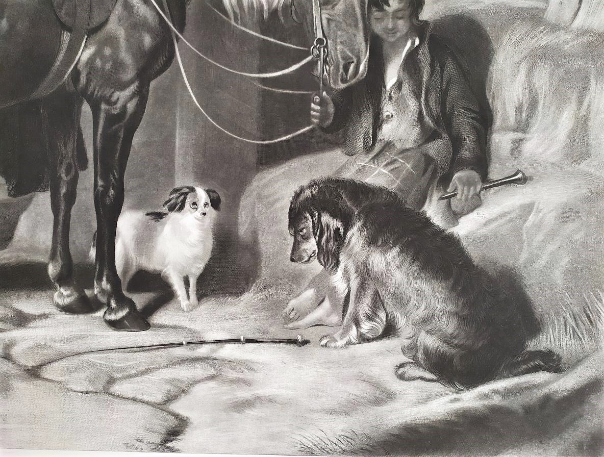 Gravure Par Thomas Et Edwin  Landseer Pony And Spaniels 19ème-photo-2
