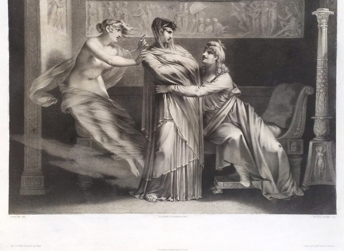 Paris Helen And Venus Mythological Lithograph By Soulange-teissier After Prud'hon 19th C -photo-4