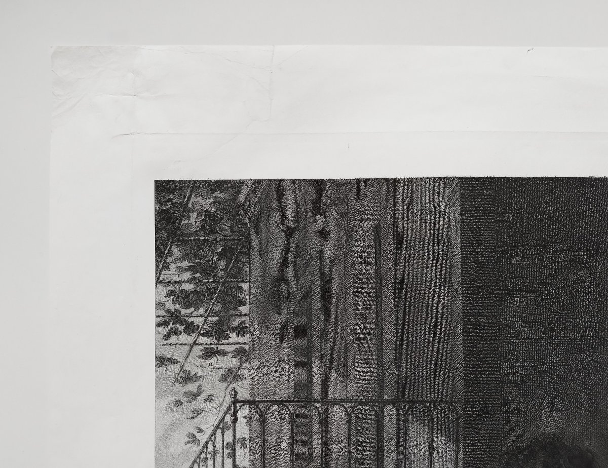 Children Rabbits Engraving By B. Roger After P. Prud'hon 19th C Etching Old Print-photo-1