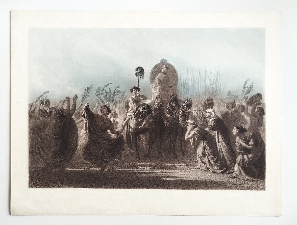 Triomphe de David  gravure mythologique 19ème-photo-2