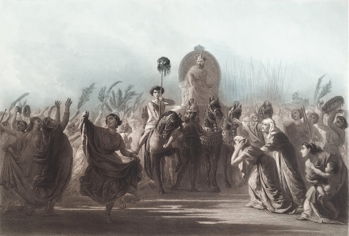 Triomphe de David  gravure mythologique 19ème-photo-4