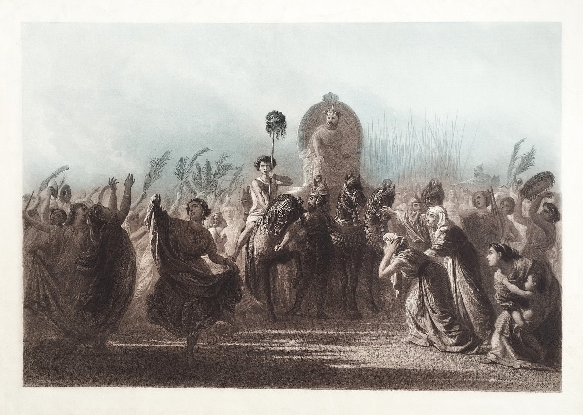 Triomphe de David  gravure mythologique 19ème