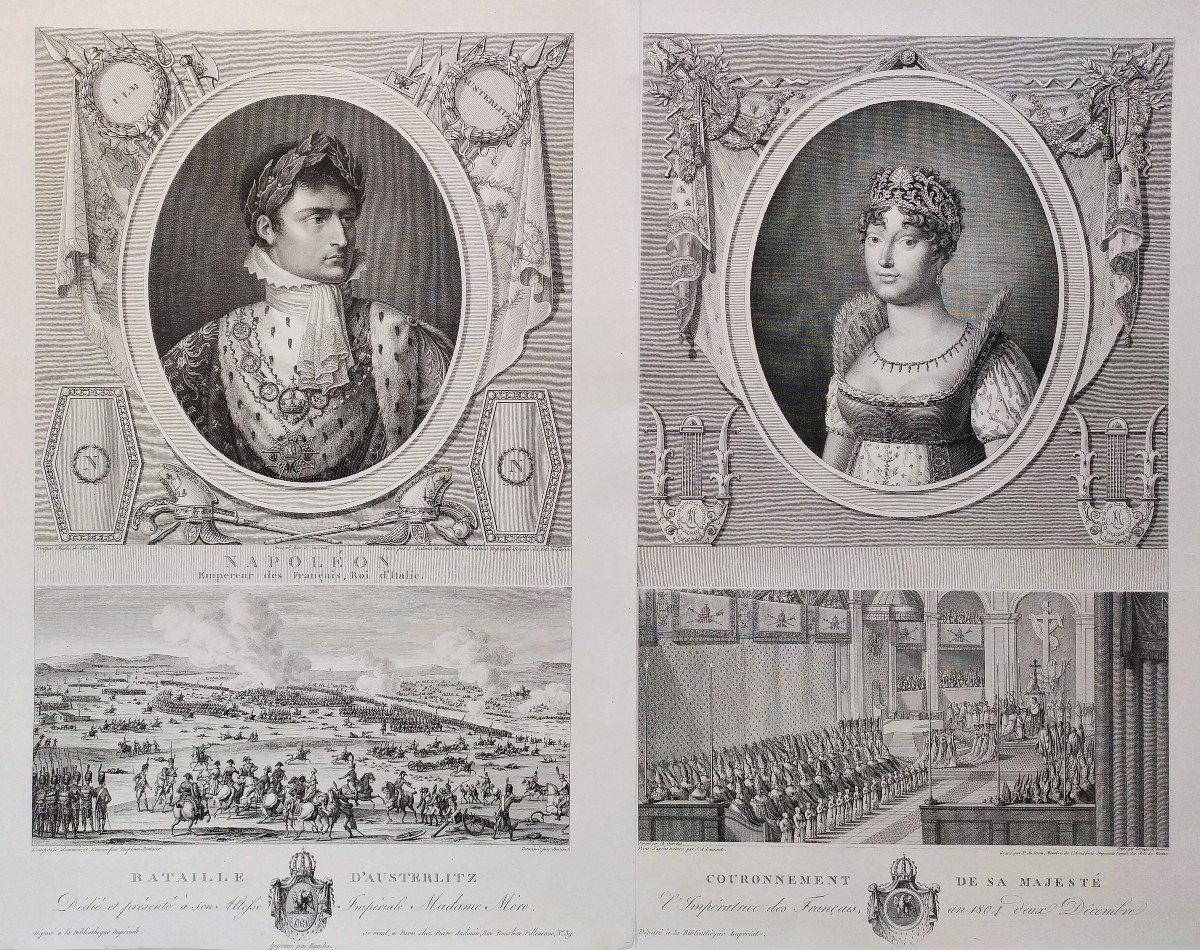 Napoléon Empereur Et l'Impératrice Marie-louise Gravures d'époque Empire portrait historique