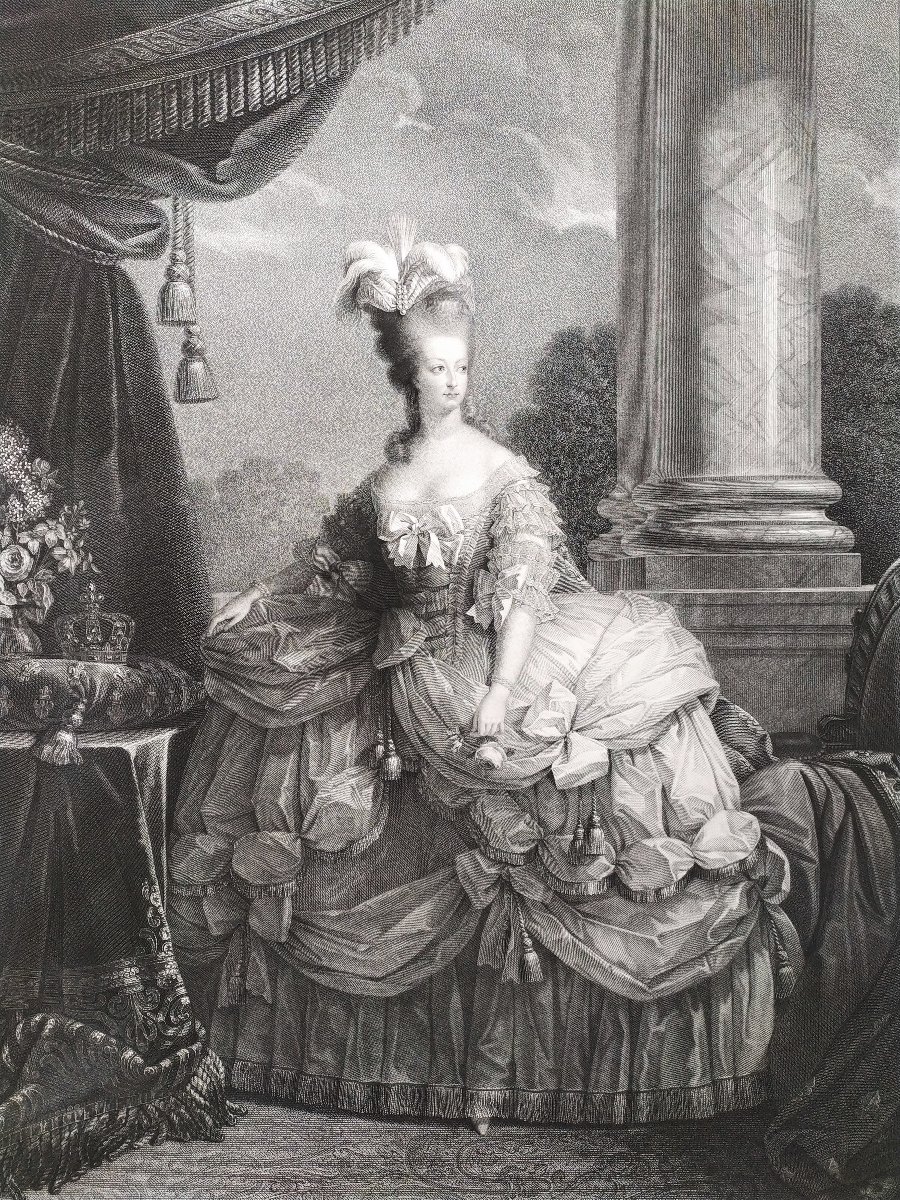 Marie -Antoinette Reine De France portrait historique Grande Gravure par Roger XIXème-photo-4