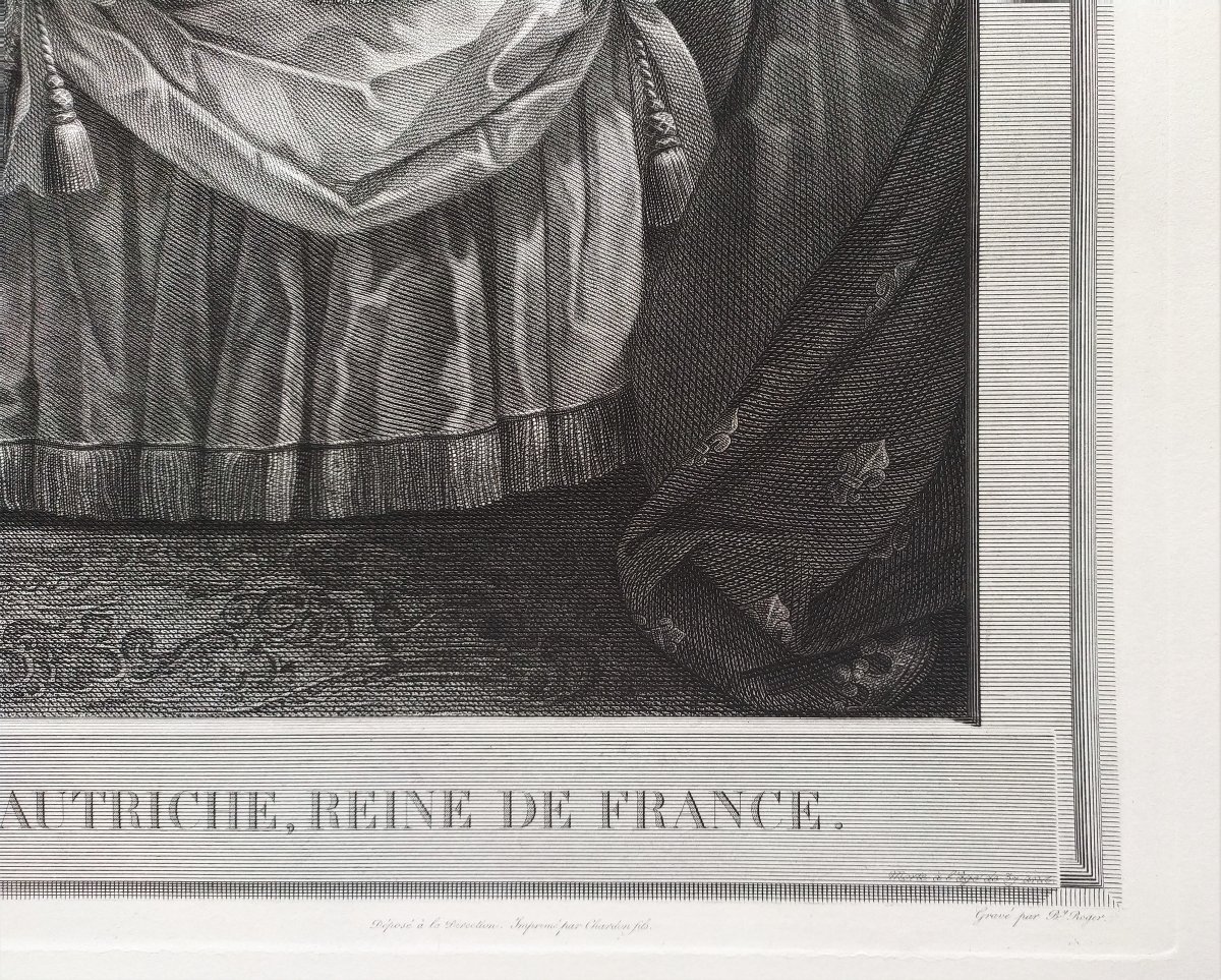 Marie -Antoinette Reine De France portrait historique Grande Gravure par Roger XIXème-photo-3