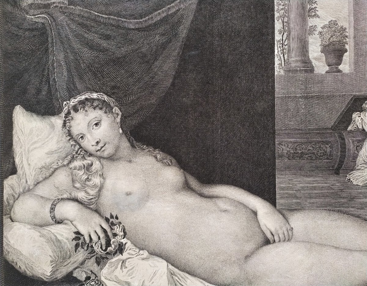 Venus Of Urbino 18th C Engraving After Titian  Mythological Etching Old Print-photo-4