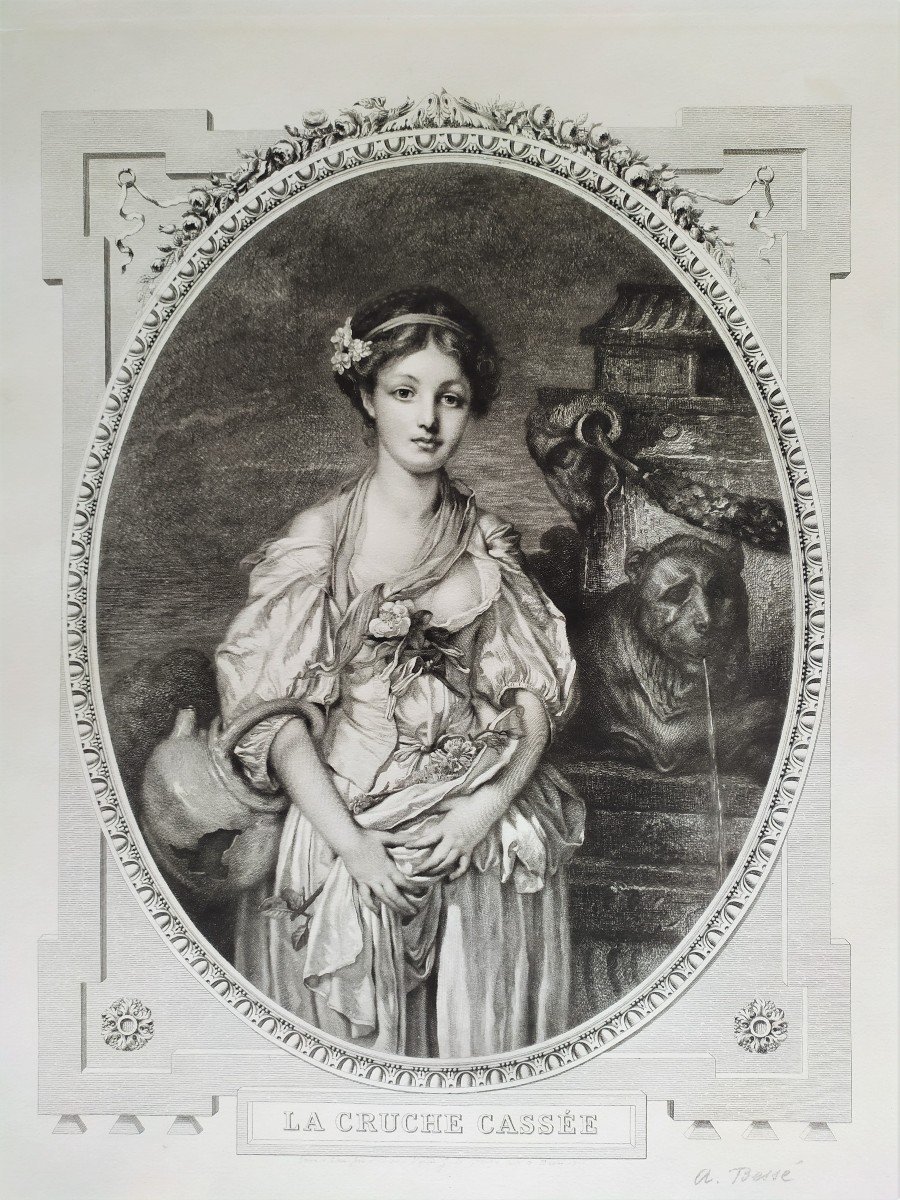 Gravure La cruche cassée d'après Greuze -photo-4
