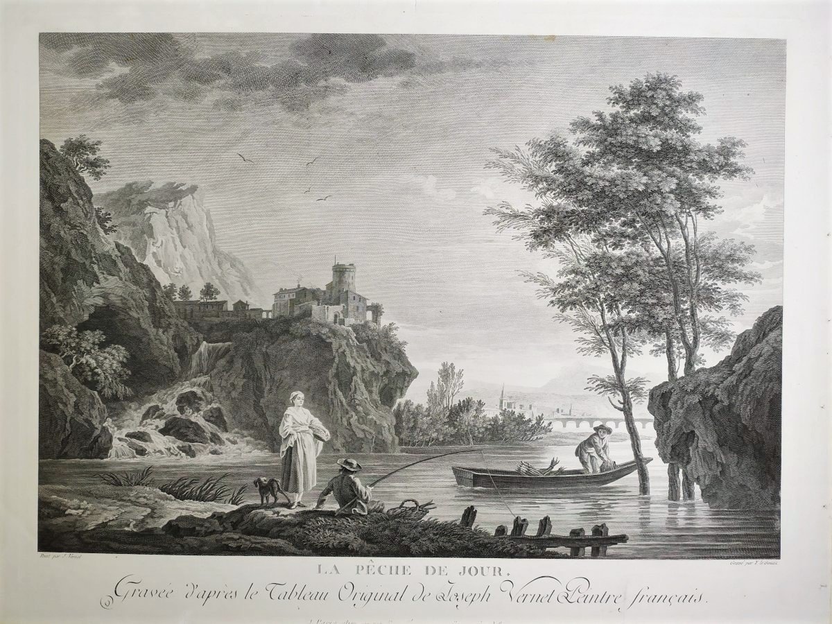 Antique Seascape Etching Engraving After Vernet-photo-3