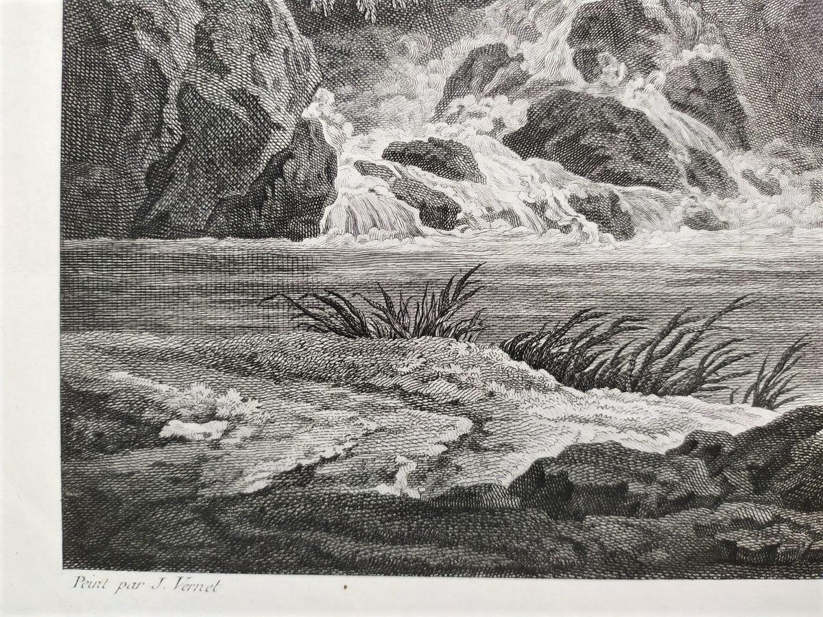 Antique Seascape Etching Engraving After Vernet-photo-4