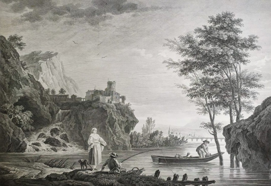 Antique Seascape Etching Engraving After Vernet-photo-2