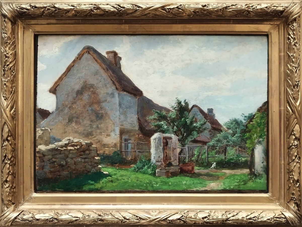 Oil Painting Landscape By Alphonse Jouatte 19th Century-photo-4