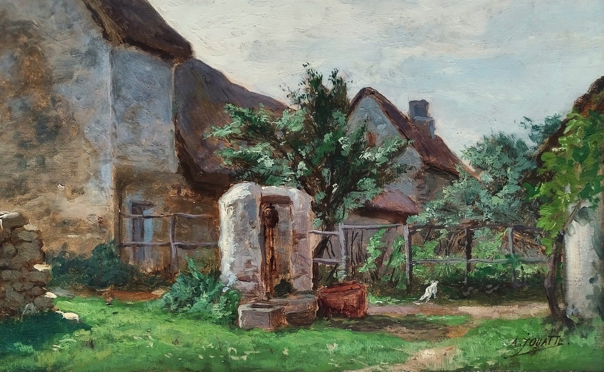 Oil Painting Landscape By Alphonse Jouatte 19th Century-photo-1