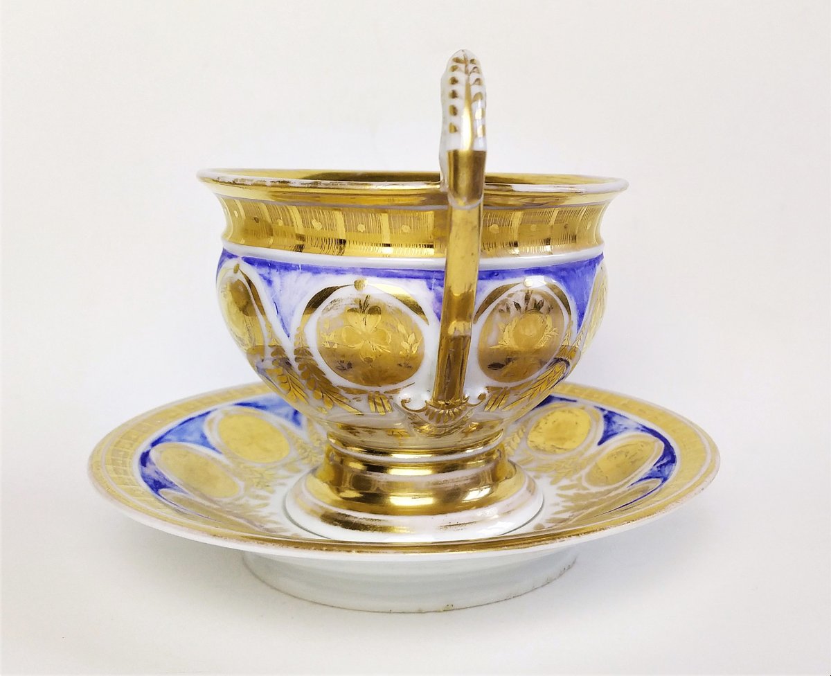 Grande Tasse à Chocolat En Porcelaine de Paris Peinte  à la Main19ème-photo-2