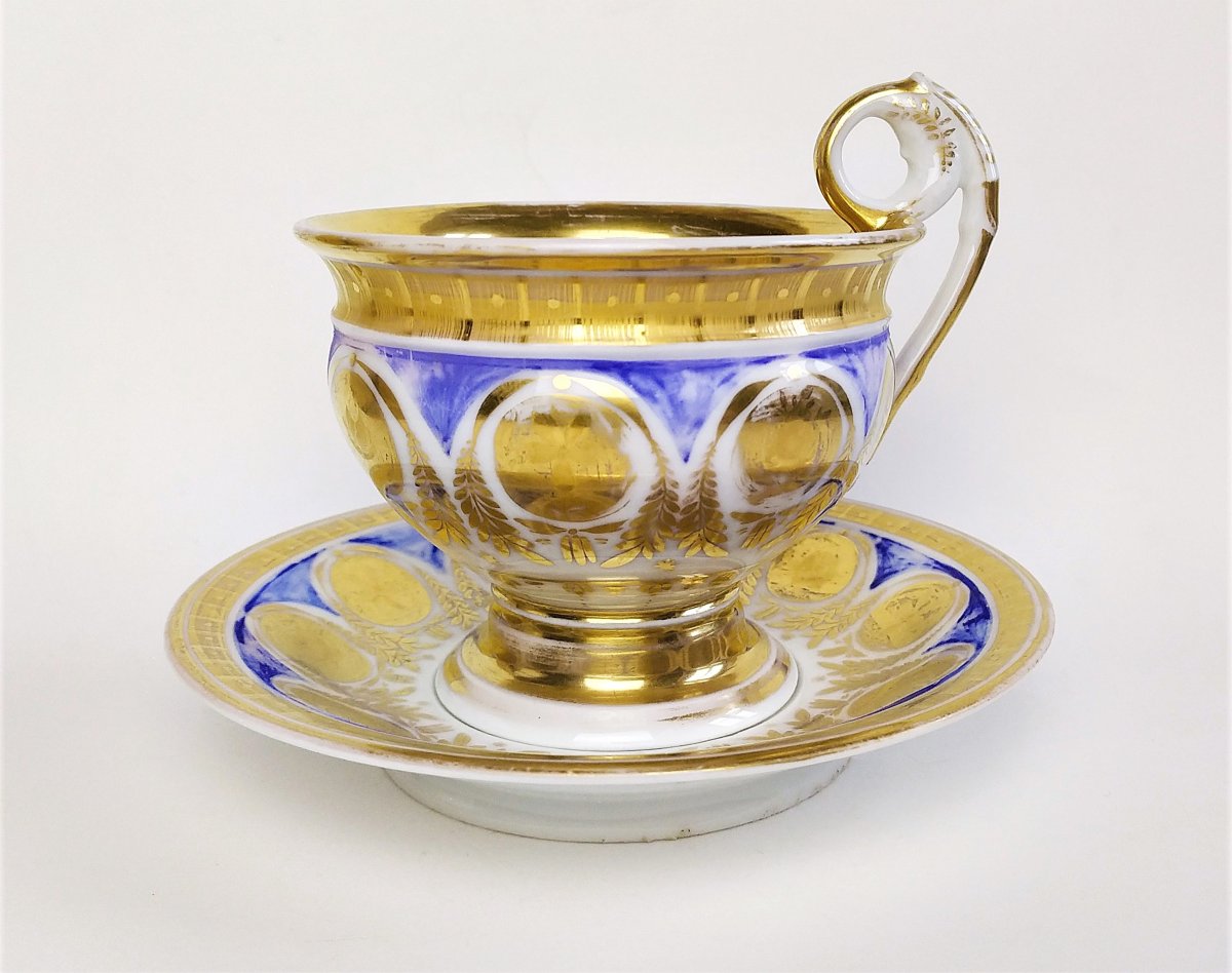 Grande Tasse à Chocolat En Porcelaine de Paris Peinte  à la Main19ème-photo-3