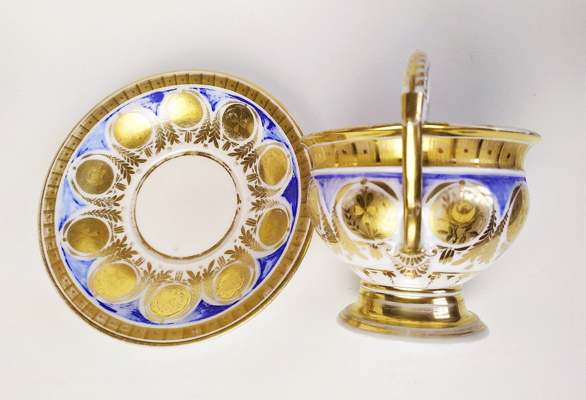 Grande Tasse à Chocolat En Porcelaine de Paris Peinte  à la Main19ème-photo-5