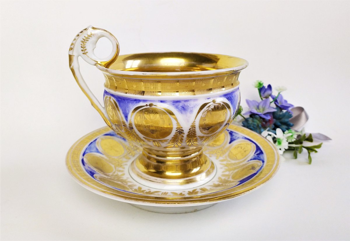 Grande Tasse à Chocolat En Porcelaine de Paris Peinte  à la Main19ème-photo-6