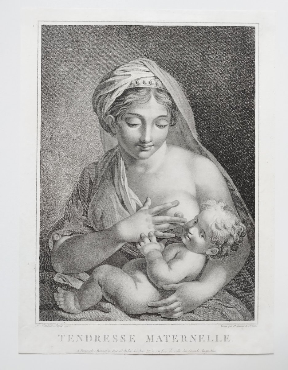 Paire De Gravures Allegoriques Néo Classique d'époque Empire Fidélité  Et Maternité 19ème-photo-4