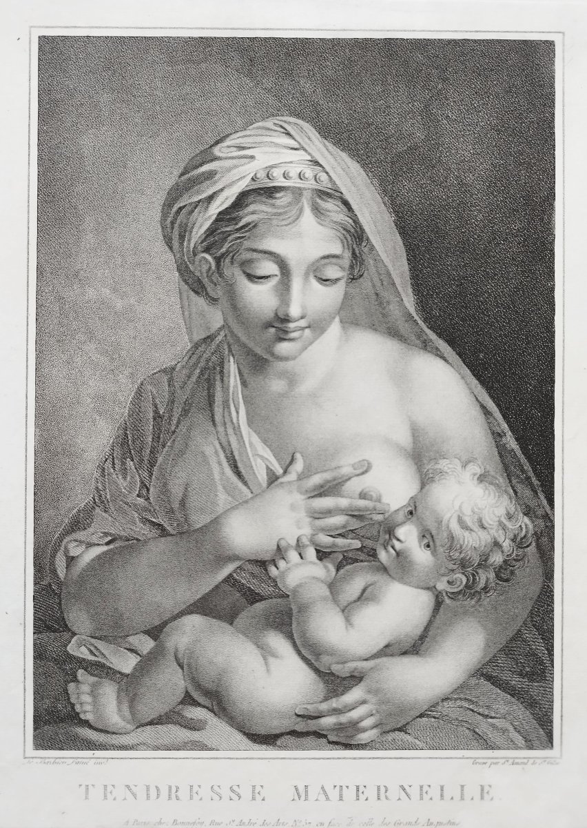 Paire De Gravures Allegoriques Néo Classique d'époque Empire Fidélité  Et Maternité 19ème-photo-1