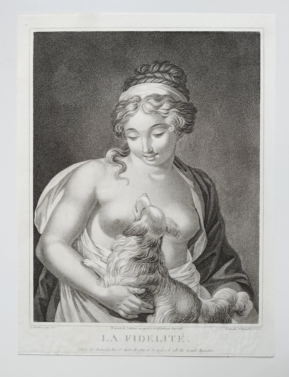 Paire De Gravures Allegoriques Néo Classique d'époque Empire Fidélité  Et Maternité 19ème-photo-2