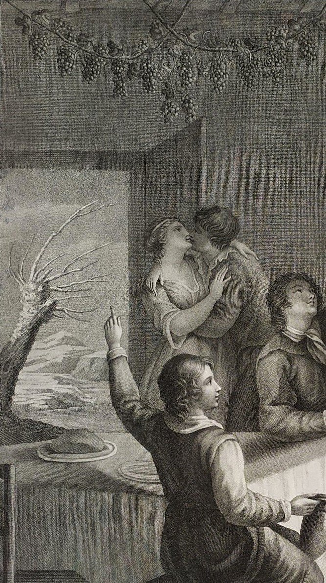 Etching The Pleasures Of Winter, 19th-century Engraving After William Hamilton Old Print-photo-3