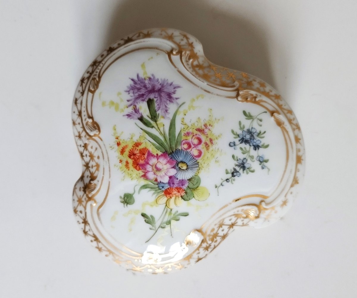 Antique Hand Painted Porcelain Candy Box, 19th Century-photo-2