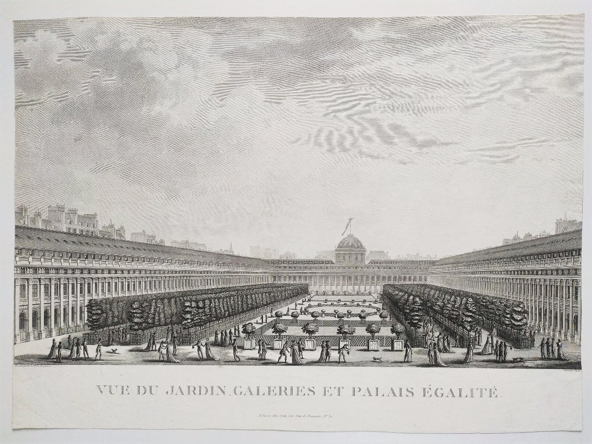 Paris  Le Palais-Royal Gravure ancienne Architecture XVIIIème -photo-2