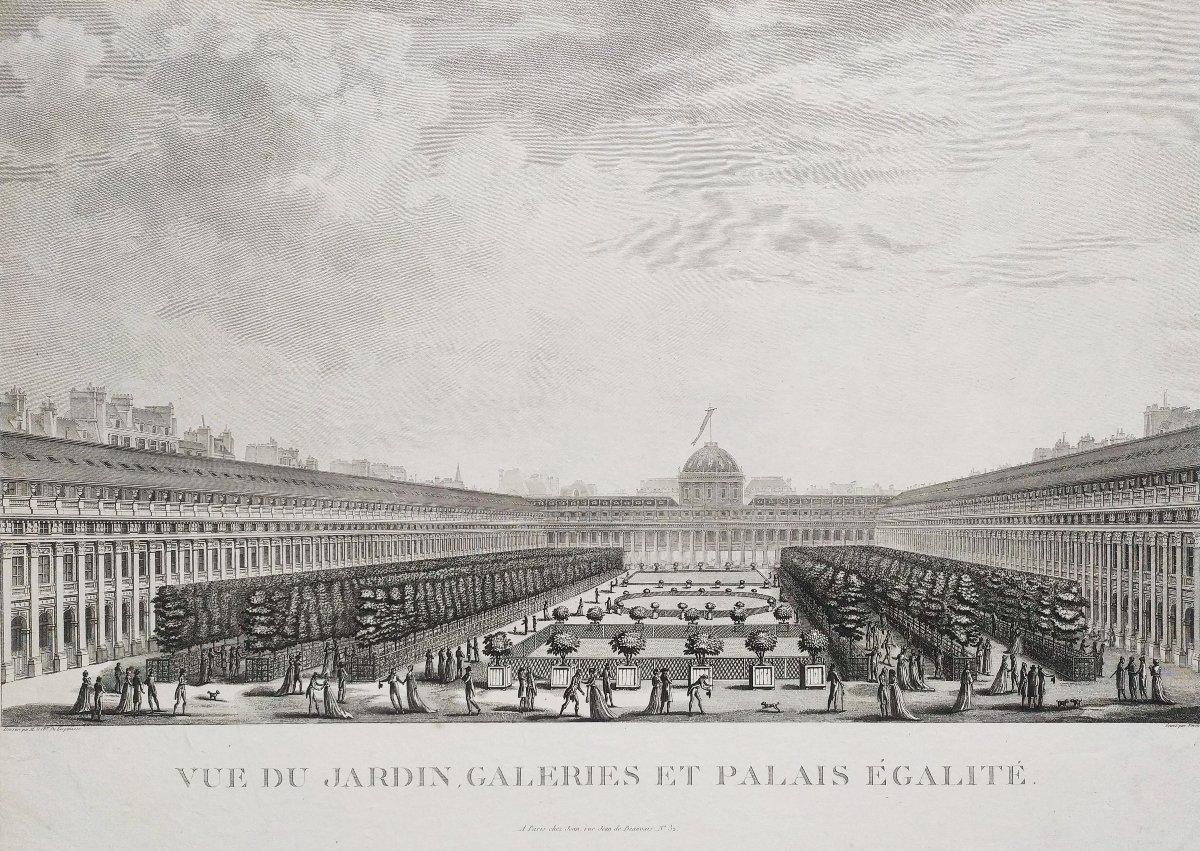 Paris  Le Palais-Royal Gravure ancienne Architecture XVIIIème -photo-3