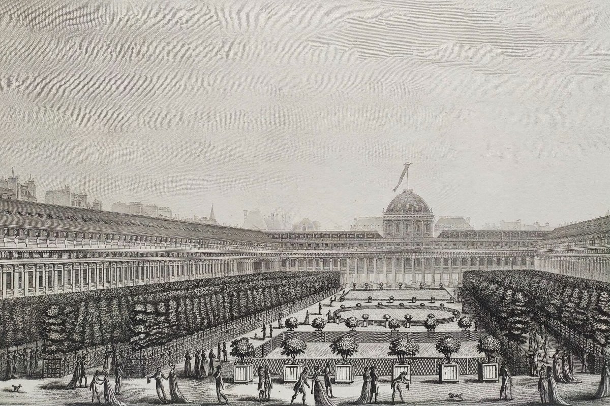 Paris  Le Palais-Royal Gravure ancienne Architecture XVIIIème -photo-1