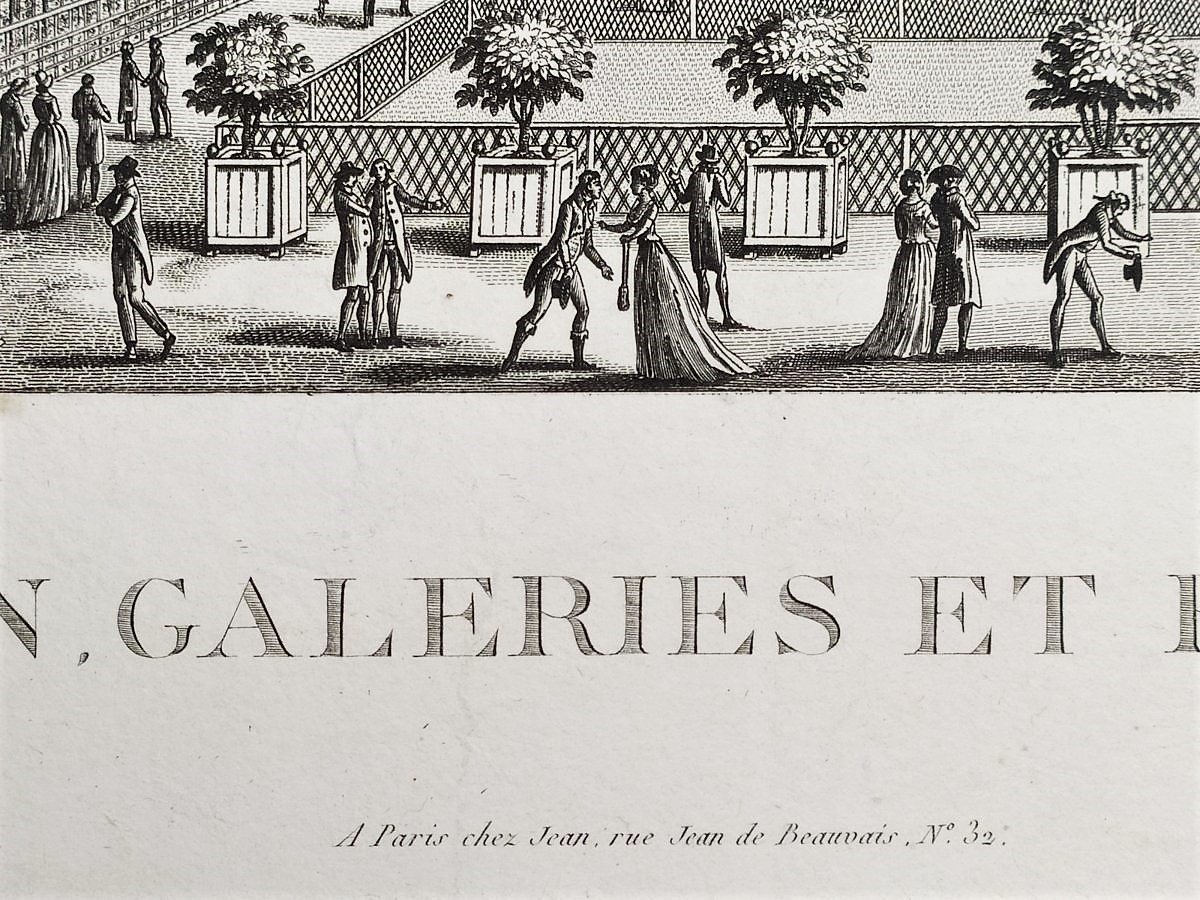 Paris  Le Palais-Royal Gravure ancienne Architecture XVIIIème -photo-3