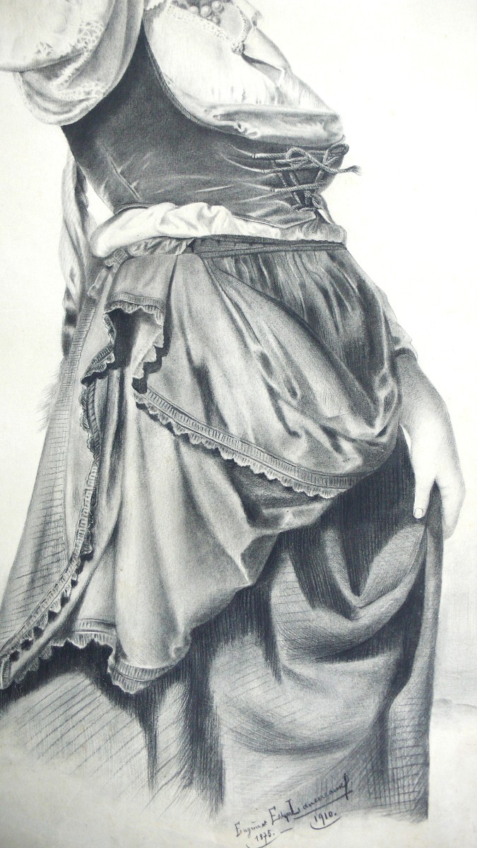 Vendangeuse Italienne Dessin d'Après Henri Lehmann-photo-1