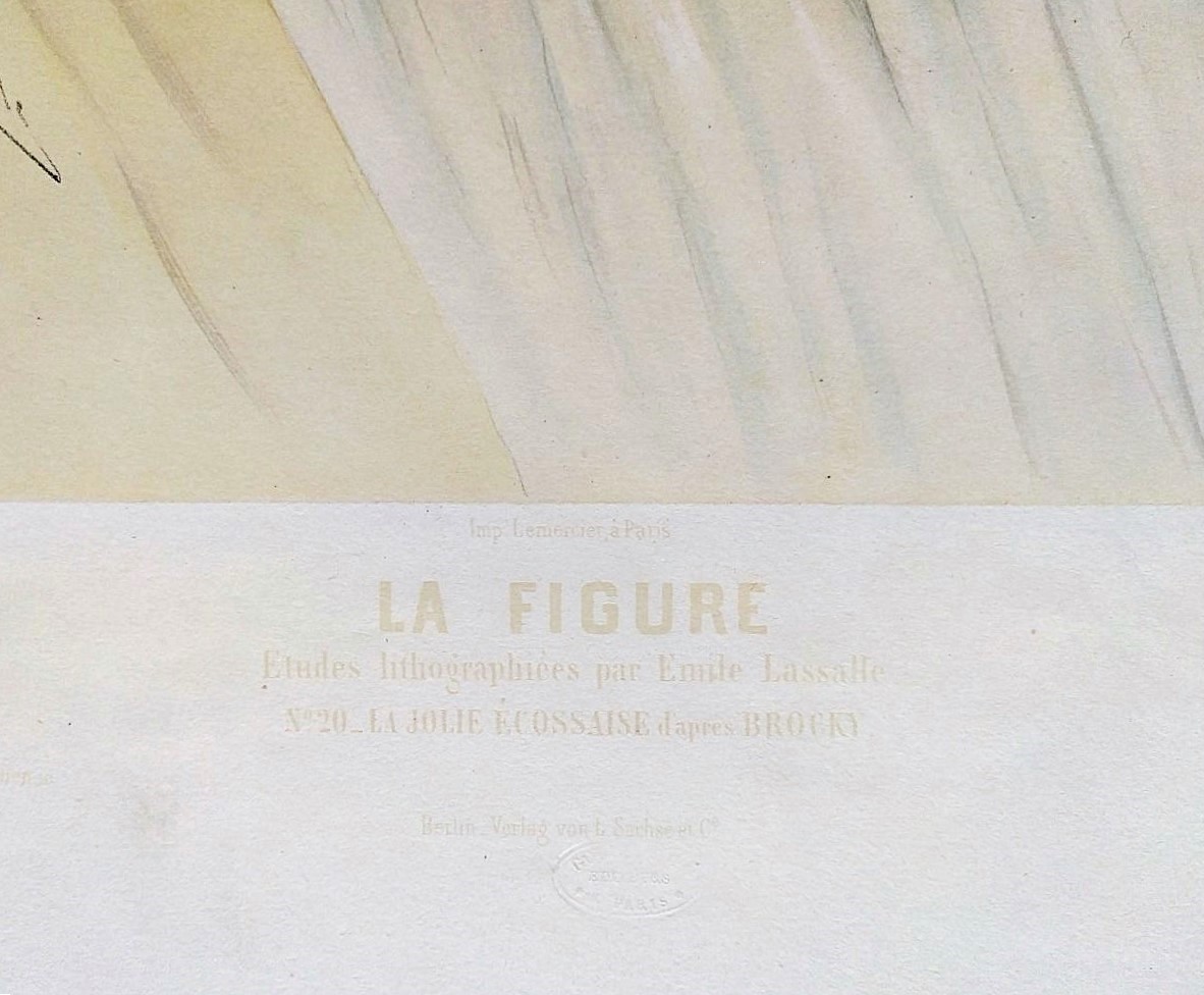 The Pretty Scottish Girl Antique Colored Lithograph By Emile Lassalle 19th C-photo-4