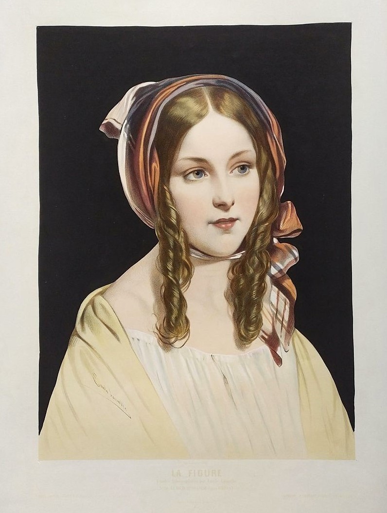 The Pretty Scottish Girl Antique Colored Lithograph By Emile Lassalle 19th C