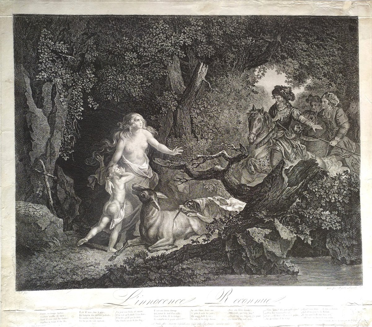 Geneviève de Brabant Gravure ancienne Historique 19ėme-photo-2