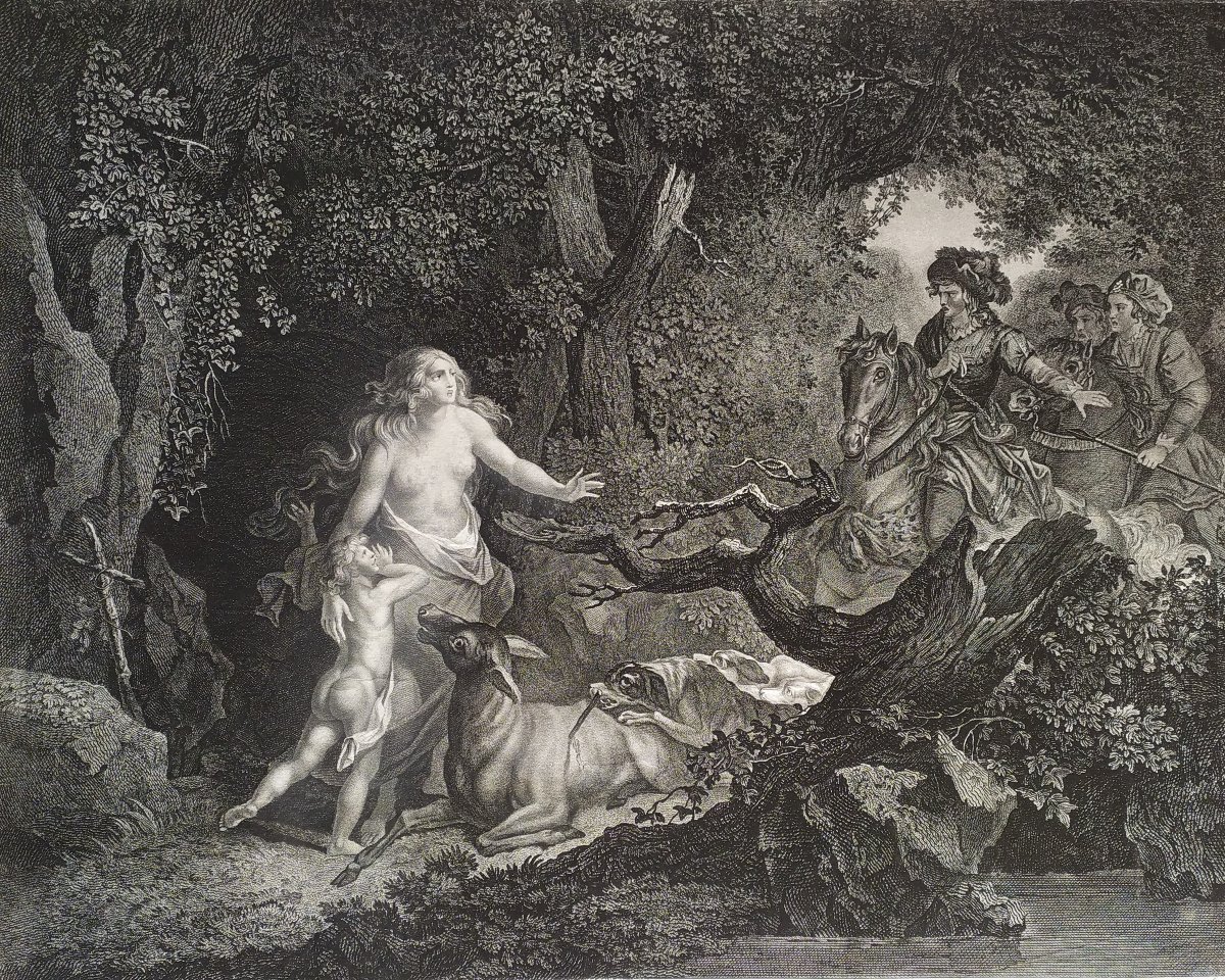 Geneviève de Brabant Gravure ancienne Historique 19ėme-photo-3