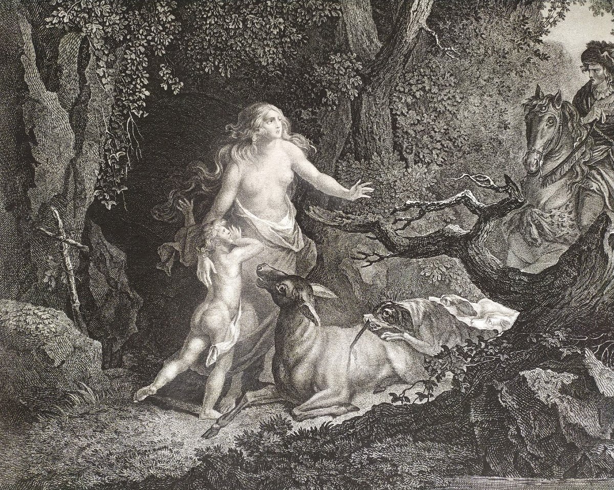 Geneviève de Brabant Gravure ancienne Historique 19ėme-photo-4