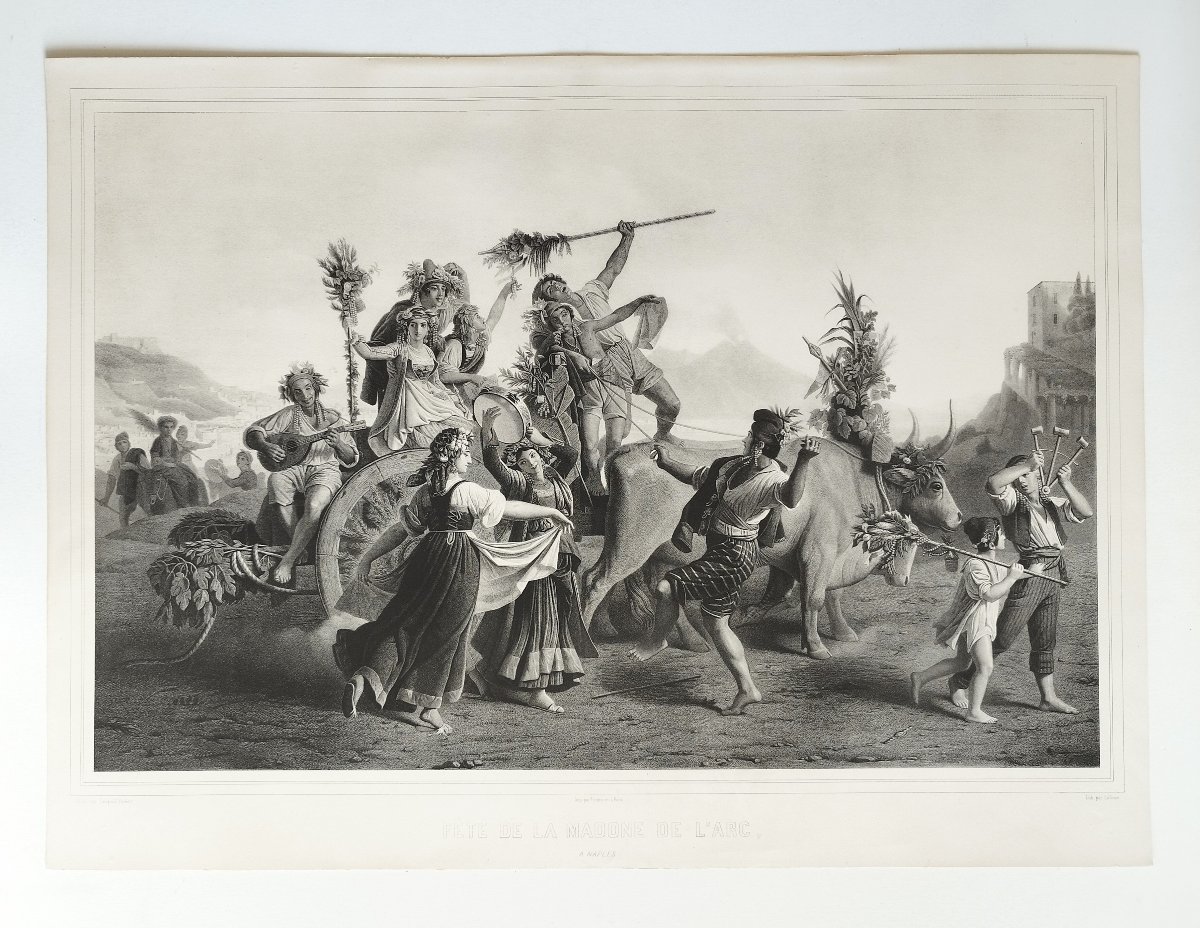 Feast Of The Madonna Of The Arch Naples 19th Century Lithograph After Léopold Robert-photo-2