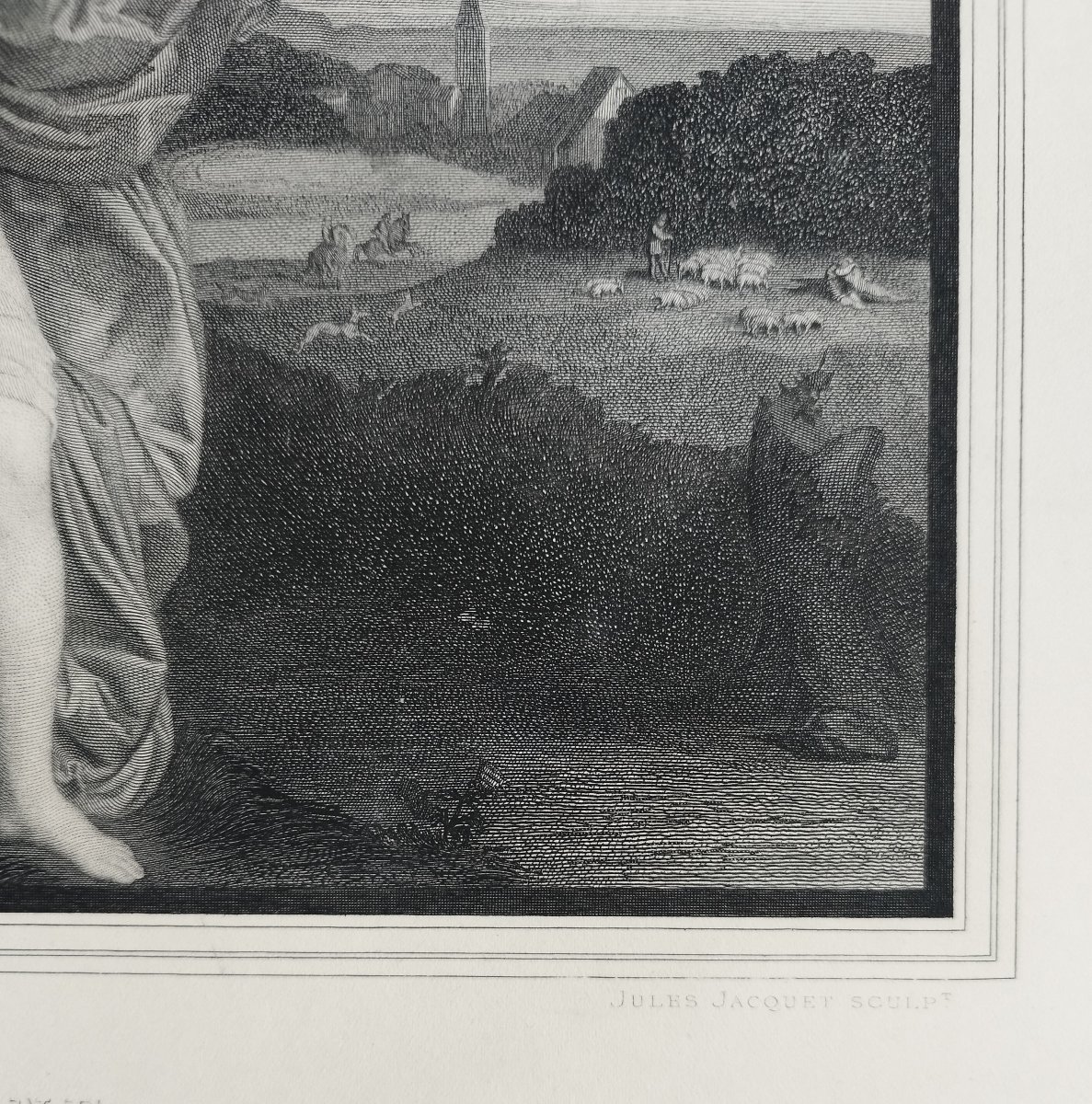 Gravure allegorique ancienne d'après Titien 19ème-photo-1