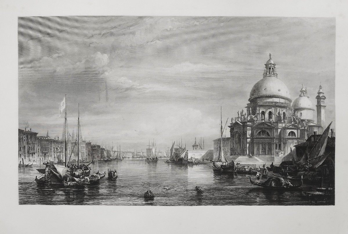 Venise Basilique Santa Maria della Salute gravure eau forte 19ème