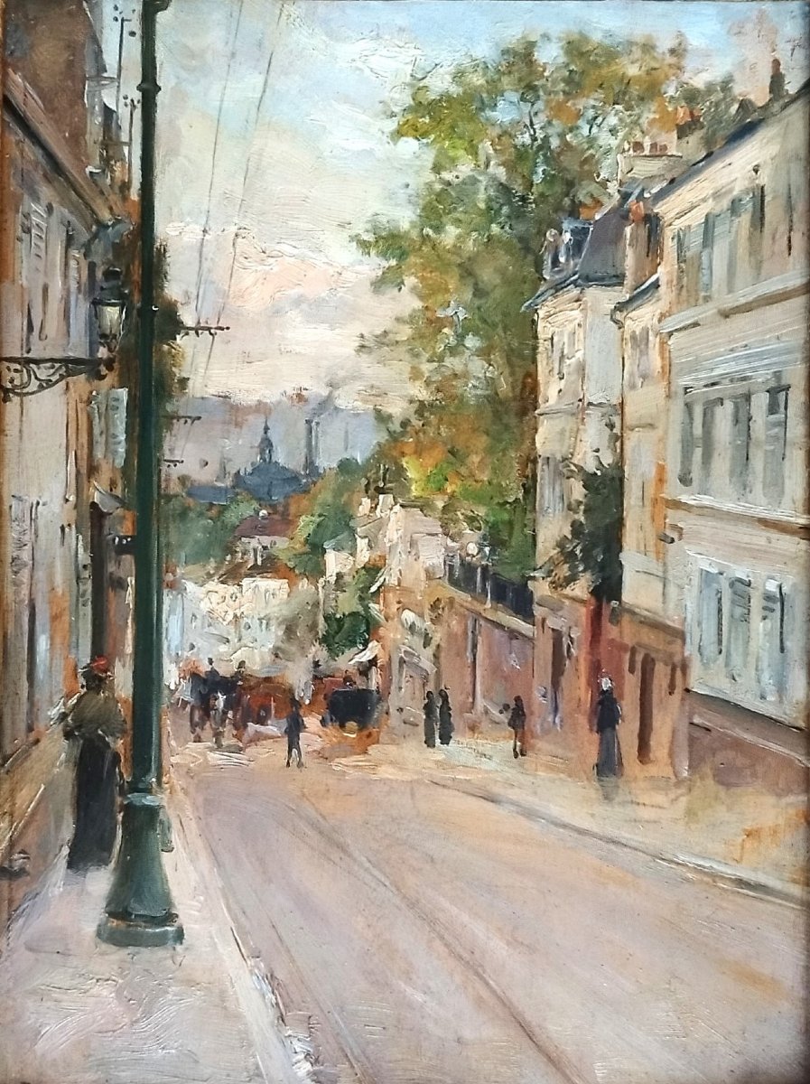 Tableau paysage Paris Montmartre huile sur panneau Paul Delance-photo-4