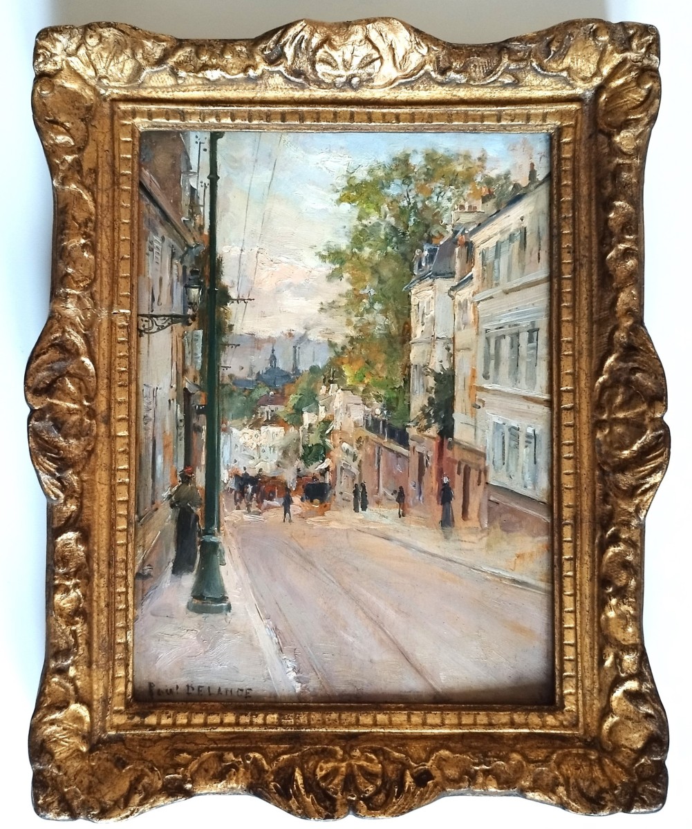 Tableau paysage Paris Montmartre huile sur panneau Paul Delance