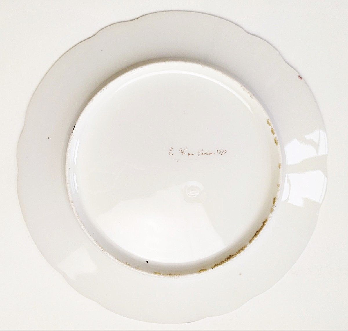  Assiette En Porcelaine Peinte à La Main Décor De Grotesque Signé XIXème-photo-1