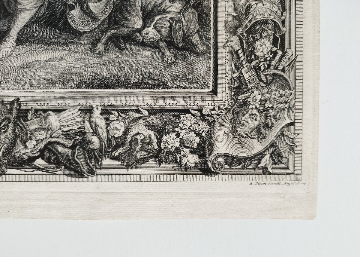 Gravure  mythologique Méléagre et Atalante d'après Charles Le Brun 18ème-photo-4