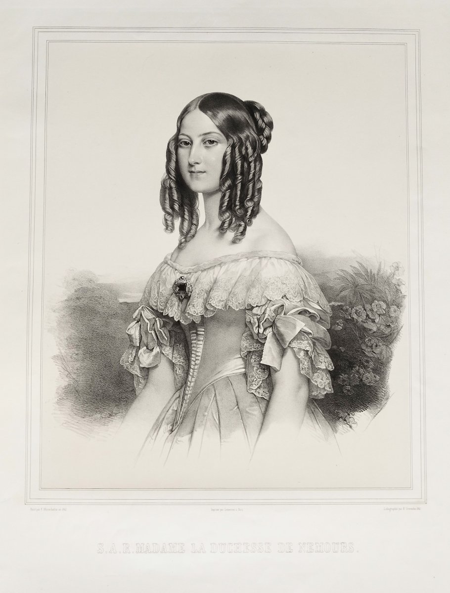 Princess Victoria Of Saxe Coburg And Gotha Lithograph By Grevedon 19th Century Old Print-photo-4