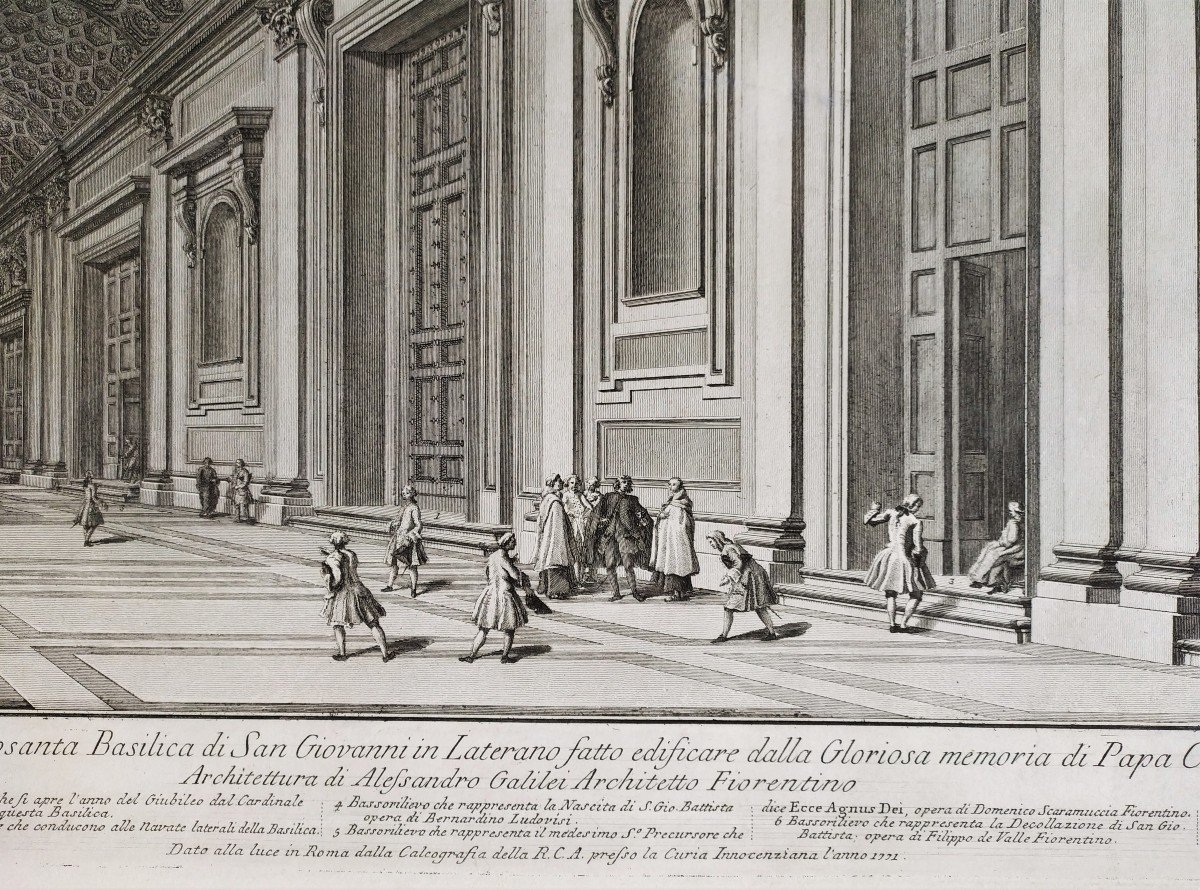 Gravure 18ème Basilique Di San Giovanni à Rome d'Après Francesco Panini -photo-2
