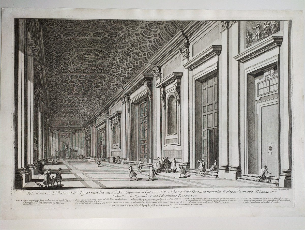 Gravure 18ème Basilique Di San Giovanni à Rome d'Après Francesco Panini -photo-3